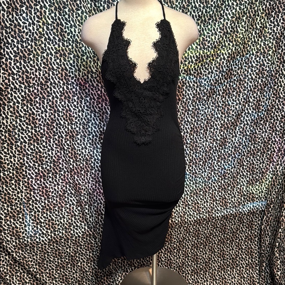 Fashion Nova Black Bodycon Halter Dress